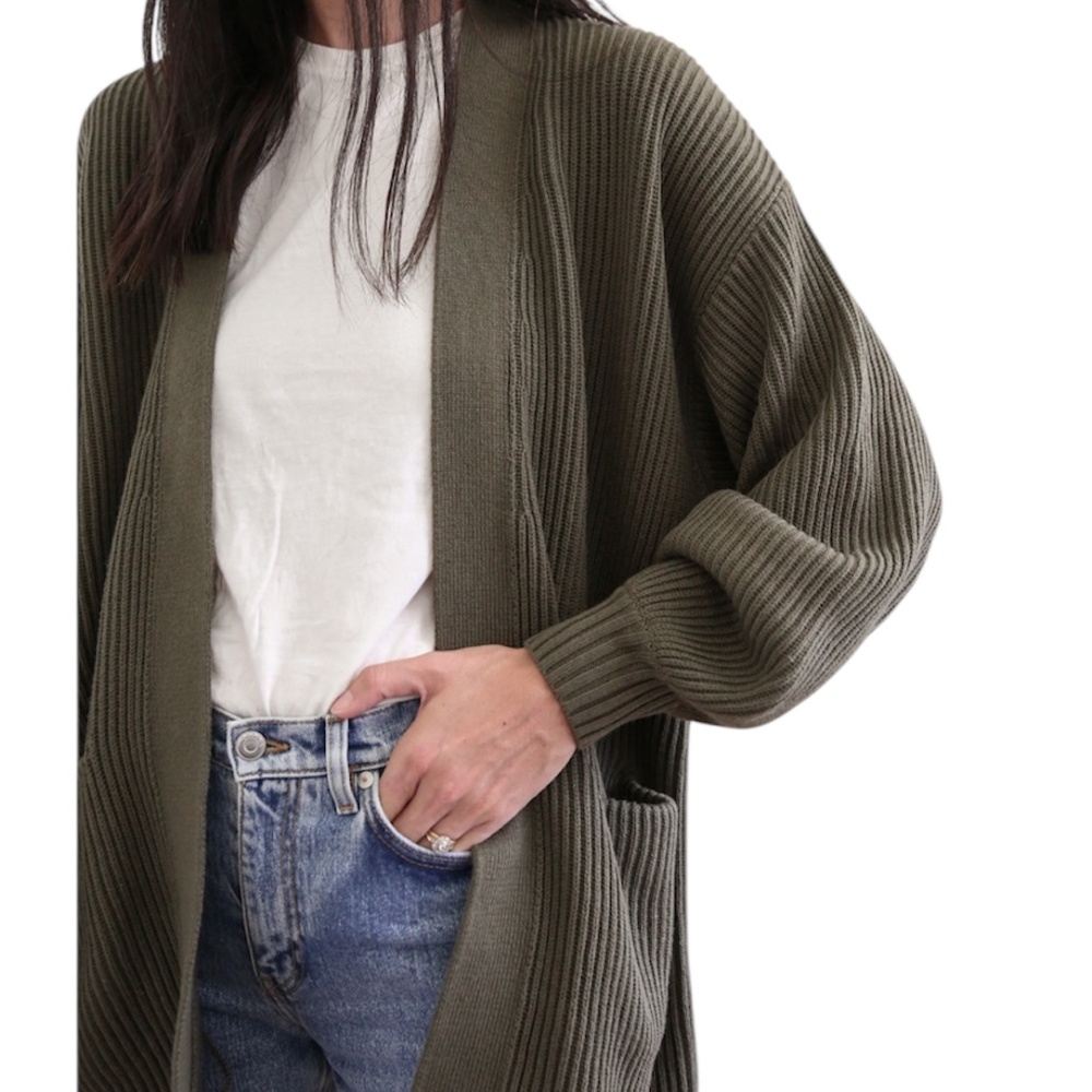 Quince 100% Organic Cotton Open Front Oversized Cardigan Size Small